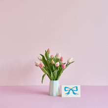 Load image into Gallery viewer, Mother&#39;s Day | Tulips in Striped Vase | 5 Colours
